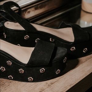 Black Floral Platforms